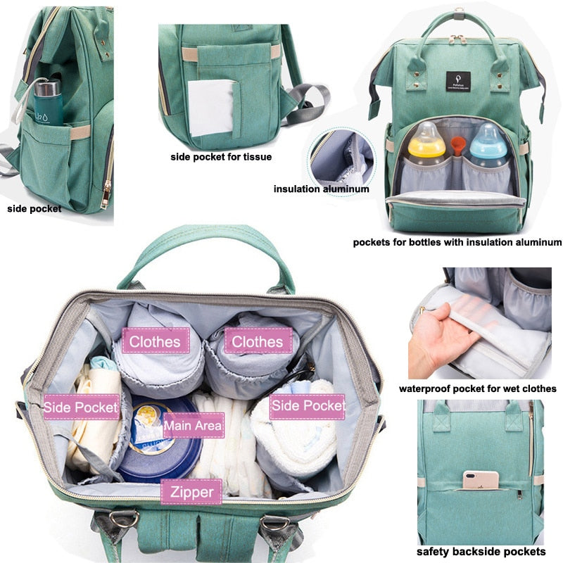 Diaper Bag USB Large Capacity Nappy Bag Waterproof Mom Maternity Travel Backpack Desinger Nursing Bag Baby Care Stroller Handbag