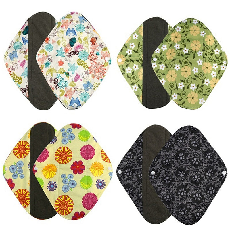 10 pcs  Flower Printed Washable Pad Cloth Menstrual Bamboo Reusable Sanitary Pad