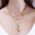 Punk Hip Hop Exaggerated Thick Chain Necklace Women Multi-Layer Lock Love Necklace Sweater Chain