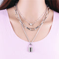 Punk Hip Hop Exaggerated Thick Chain Necklace Women Multi-Layer Lock Love Necklace Sweater Chain