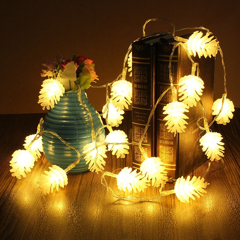 Christmas Decorations for Home Warm White Pine Cone String Light Lamp Xmas Navidad 2019 New Year Decor 2020 Christmas Ornament