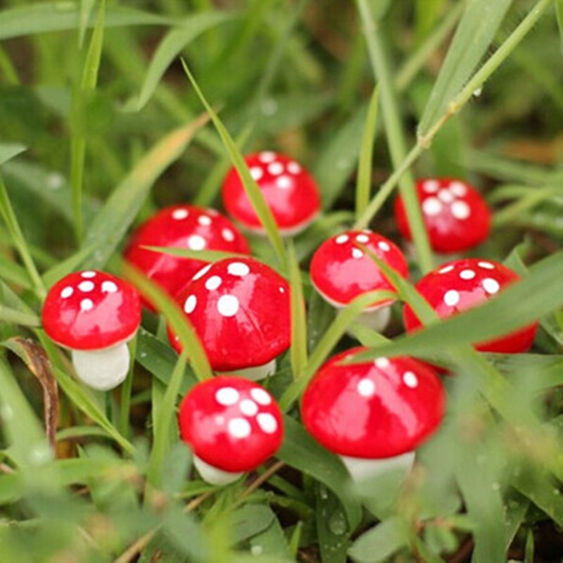 Christmas Decorations Mini Red Mushroom Shape Ornament Miniature Plant Pots Fairy Holiday Home Christmas Decor