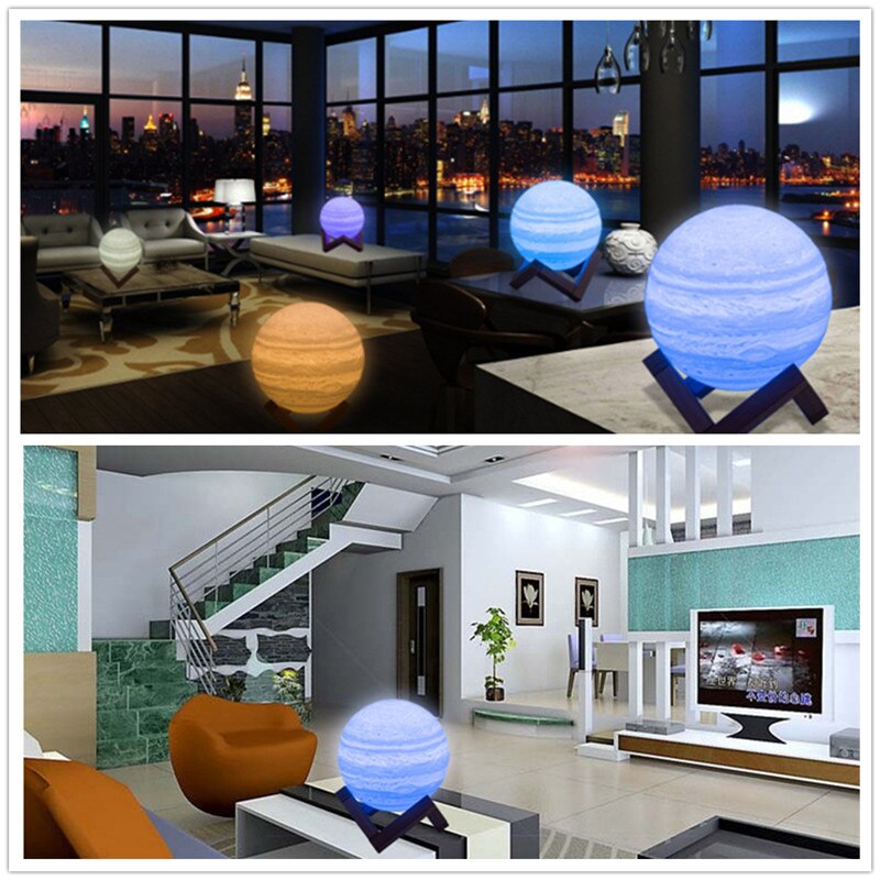 3D Print Moon lamp USB Rechargeable Dimmable LED Full Moon lamp 3D Switch Warm / Cool White Jupiter light for Kids Bedroom