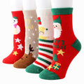 Winter Warm Coral Velvet Christmas Stockings Thickening Elk Socks