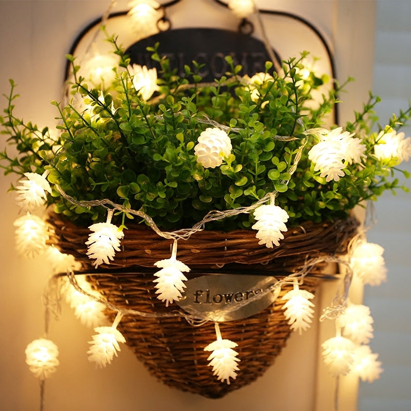 Christmas Decorations for Home Warm White Pine Cone String Light Lamp Xmas Navidad 2019 New Year Decor 2020 Christmas Ornament