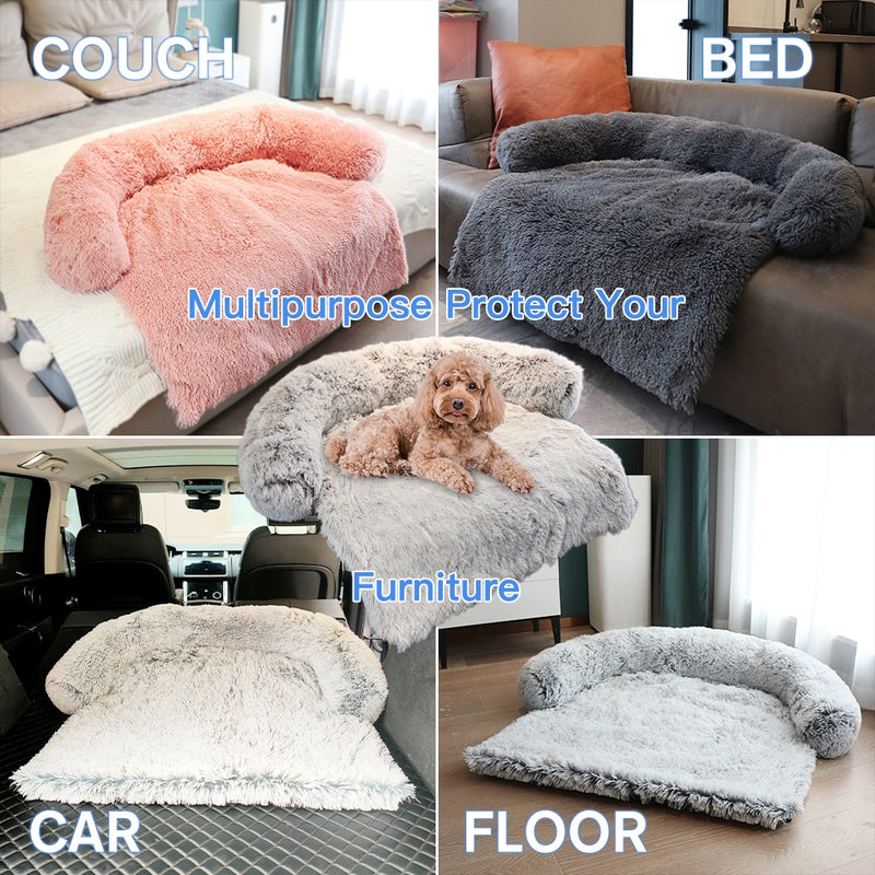 Winter Large Dog Sofa Bed with Zipper Dogs Bed Removable Cover Plush Kennel Cat Beds Mats House Sofa Bed Mat for Large Dog