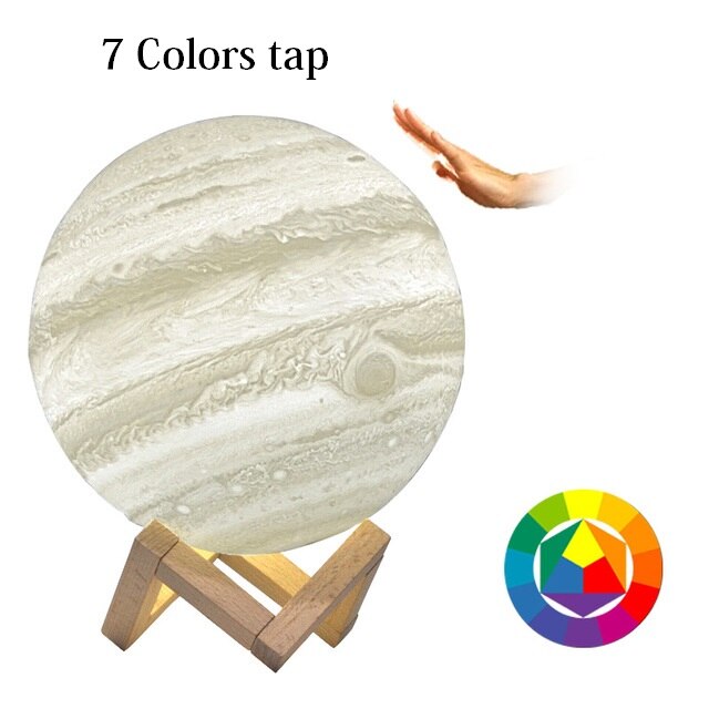 3D Print Moon lamp USB Rechargeable Dimmable LED Full Moon lamp 3D Switch Warm / Cool White Jupiter light for Kids Bedroom