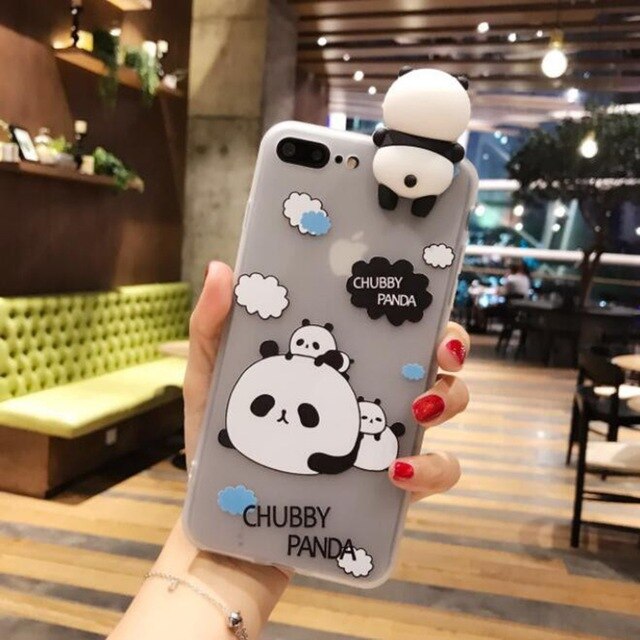 YSW NEW Cases For iPhone 11 Pro Max 3D Cute Cartoon Panda Translucent Fundas Soft TPU Cover Cell Phone Shell Coque Case