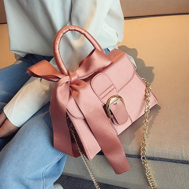 Top-handle bags women handbag chain bags new fashion European style velvet wild bow portable crossbody bags for women