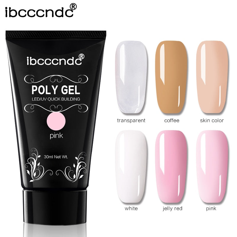 30g Polygel Nail Acrylic Poly Gel Pink White Clear Crystal UV LED Builder Gel Tips Enhancement Slip Solution Quick Extension Gel