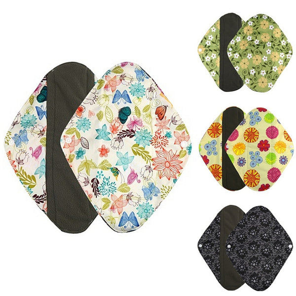 10 pcs  Flower Printed Washable Pad Cloth Menstrual Bamboo Reusable Sanitary Pad