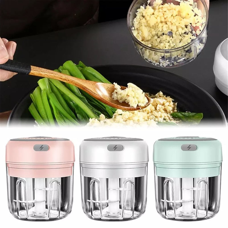 100/250ml Mini USB Wireless Electric Garlic Masher Press Mincer Vegetable Chili Meat Grinder Food Chopper Kitchen Tools