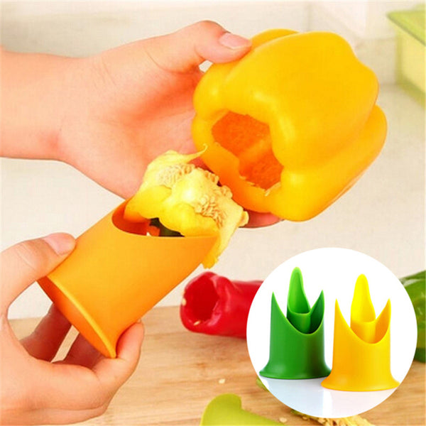 2in1 Pepper Chili Bell Jalapeno Corer Seed Remover Green Pepper Chilli Cutter Corer Slicer Fruit Peeler Kitchen