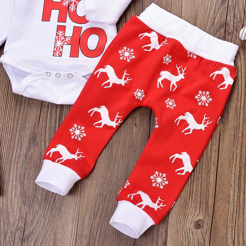 Toddler Kids Plus Size Clothes Sets Infant Baby Boys Girls Romper Letter Print Long Sleeve Tops Pants Christmas Deer Outfits Set