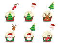 24PCS/Sets Christmas Border Card Cupcake Paper Cups&Toppers Set Cake Decoration Tool Insert Cards