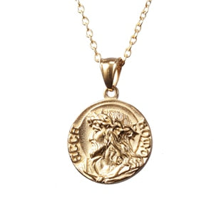 Fashion Gold Color And Silver Color Charm Jesus Virgin Mary Religion Coin Pendant Necklace Jewelry For Men Women Gifts