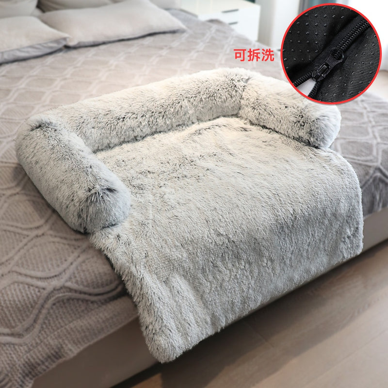 Winter Large Dog Sofa Bed with Zipper Dogs Bed Removable Cover Plush Kennel Cat Beds Mats House Sofa Bed Mat for Large Dog