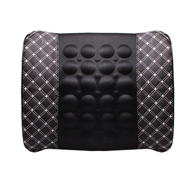 Car Lumbar Support Pillow 12V Electric Massage Auto Seat Back Relaxation Office Chair Waist Lumbar Support Cotton Cushion Pillow