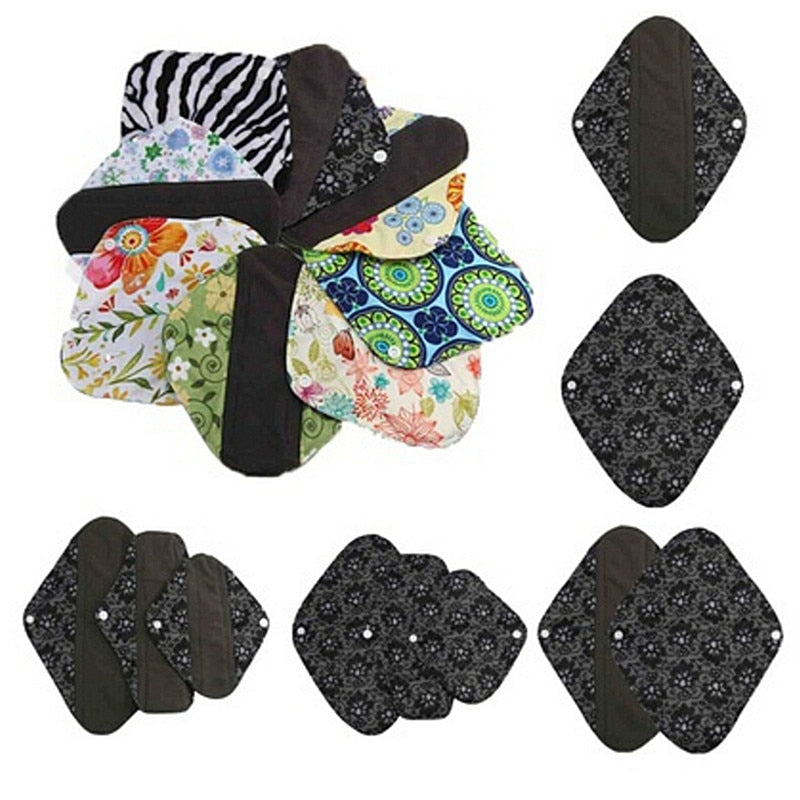 10 pcs  Flower Printed Washable Pad Cloth Menstrual Bamboo Reusable Sanitary Pad