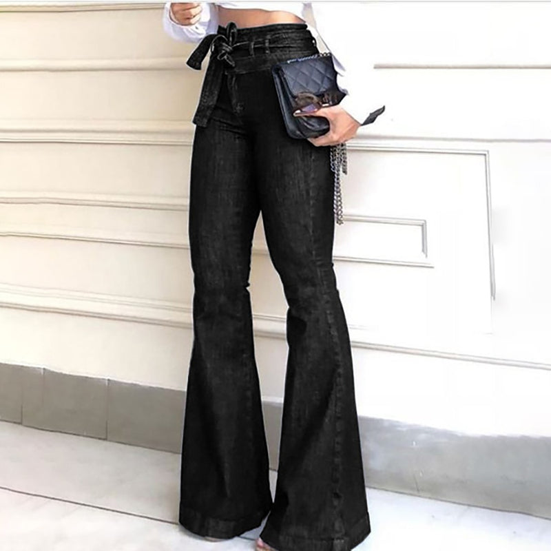 Women's Jeans High Waist Denim Flare Pants Street Style Blue Skinny Sexy Vintage Ladies Flared Trousers Bell Bottom Jeans Fall