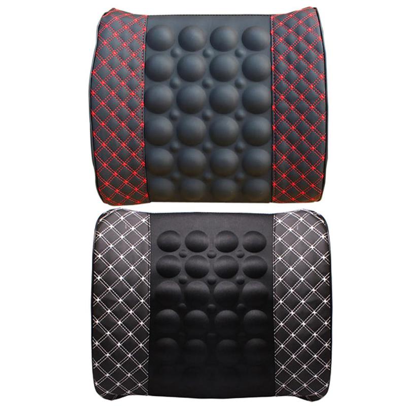 Car Lumbar Support Pillow 12V Electric Massage Auto Seat Back Relaxation Office Chair Waist Lumbar Support Cotton Cushion Pillow