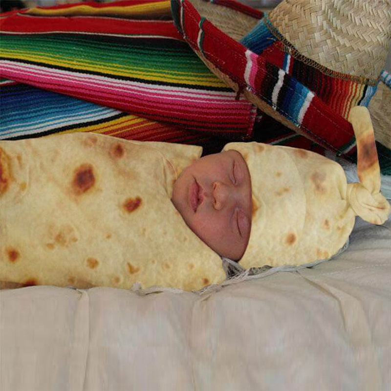 Burrito Baby Blanket Flour Tortilla Swaddle Blanket Sleeping Swaddle Wrap Hat