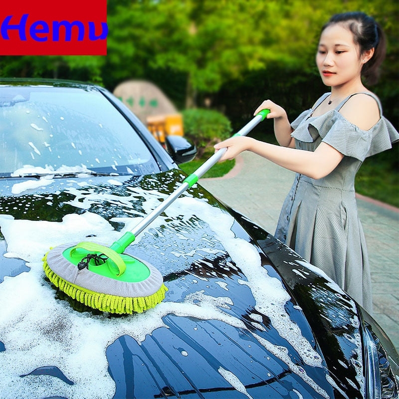 Upgrade Three section telescopic car washing mop Super absorbent Car Cleaning Car brushes Mop Window Wash Tool Dust Wax Mop Soft