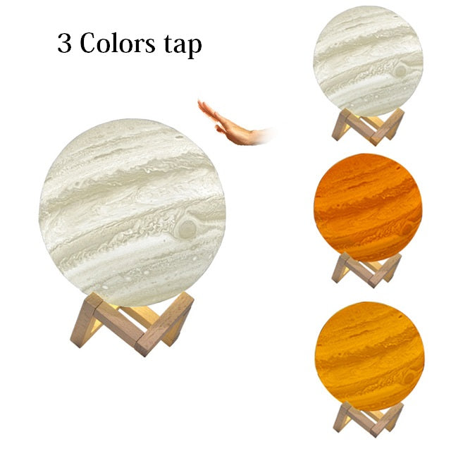 3D Print Moon lamp USB Rechargeable Dimmable LED Full Moon lamp 3D Switch Warm / Cool White Jupiter light for Kids Bedroom