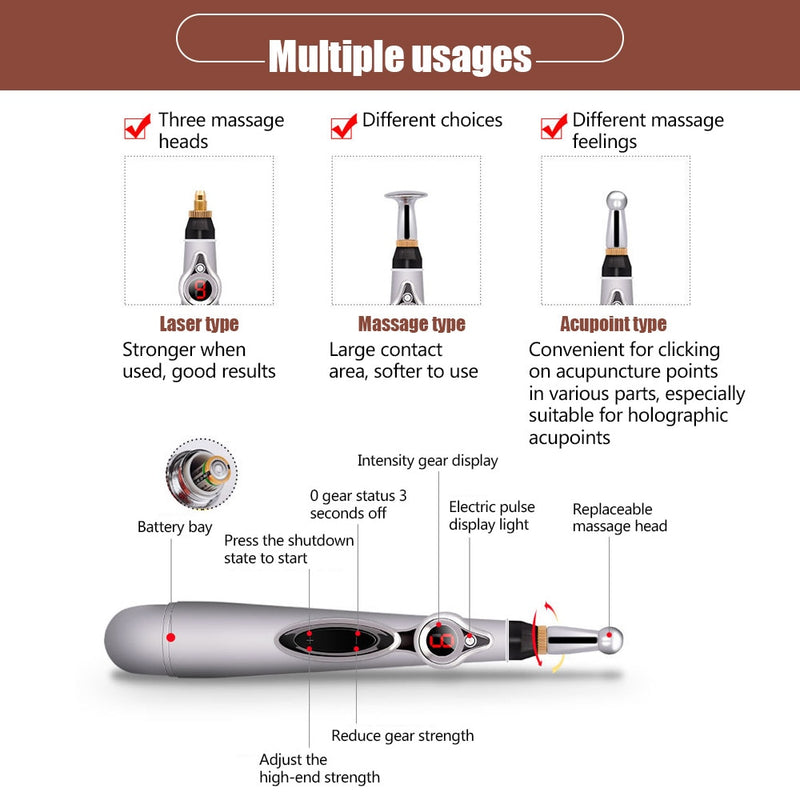 Electric Acupuncture Pen Electronic Meridian Energy Body Massager Pain Relief Therapy Instrument massage relaxation