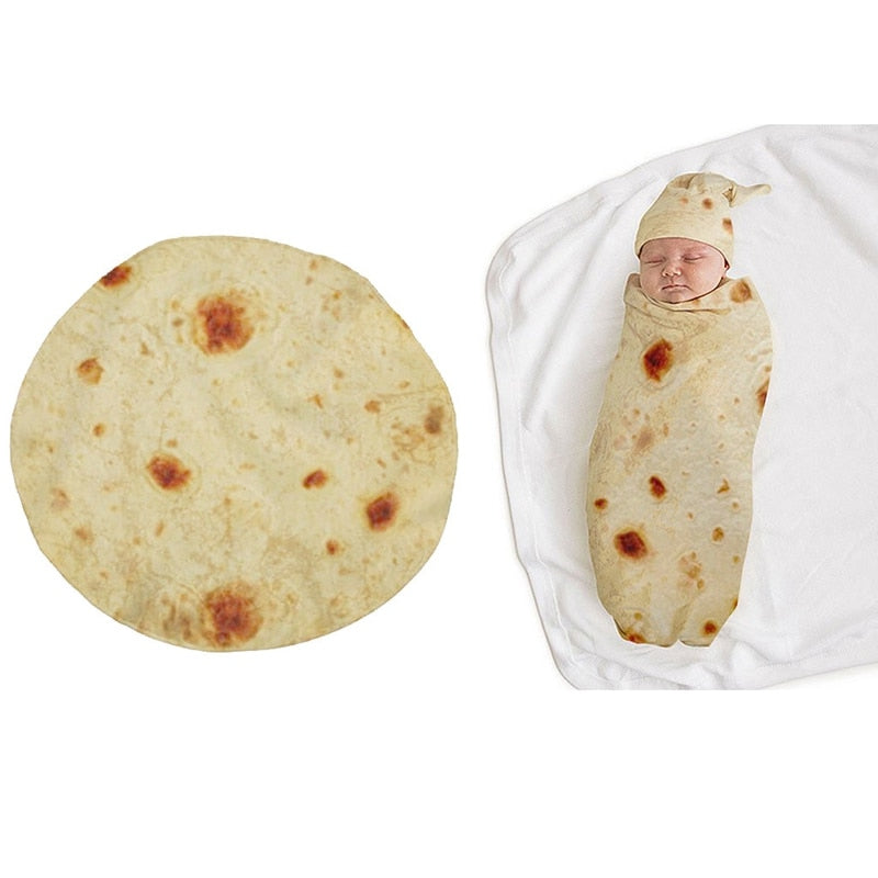 Burrito Baby Blanket Flour Tortilla Swaddle Blanket Sleeping Swaddle Wrap Hat