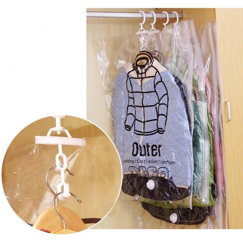 Can Hang Vacuum Bag For Clothes Foldable Transparent Border Compression Organizer Pouch Sealed Storage Bags Save Space organizer