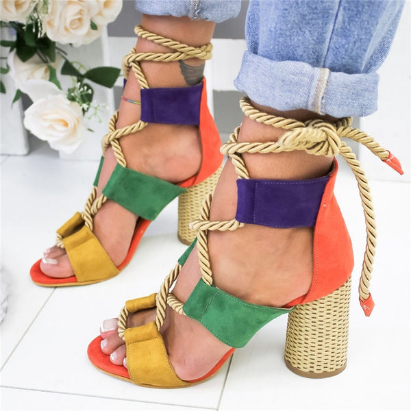 Summer Wedge Espadrilles Women Sandals 7CM Heel Pointed Fish Mouth Sandals Woman Hemp Lace Up Women Platform Sandals