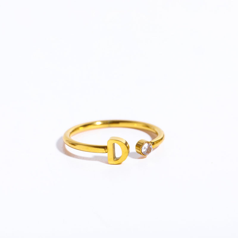 26-letter open ring three-dimensional letter love open ring stainless steel adjustable