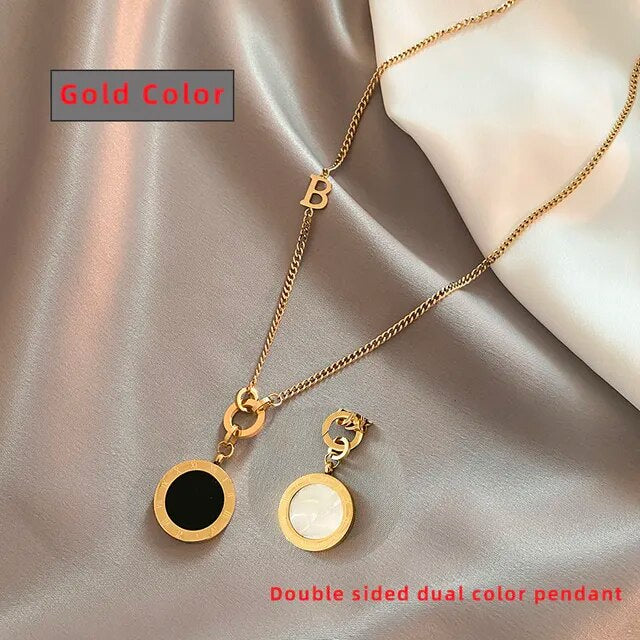 Classic Fashion Stainless Steel Roman Digital Wafer Pendant Necklace 2023 Fashion Jewelry Christmas Party Women's Sexy Necklace