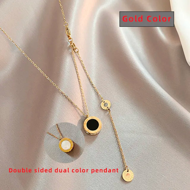 Classic Fashion Stainless Steel Roman Digital Wafer Pendant Necklace 2023 Fashion Jewelry Christmas Party Women's Sexy Necklace