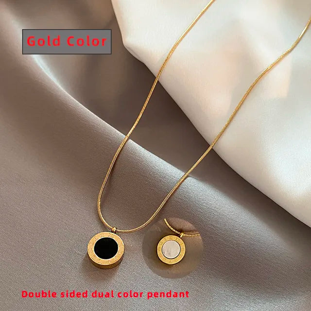 Classic Fashion Stainless Steel Roman Digital Wafer Pendant Necklace 2023 Fashion Jewelry Christmas Party Women's Sexy Necklace