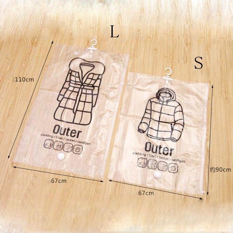 Can Hang Vacuum Bag For Clothes Foldable Transparent Border Compression Organizer Pouch Sealed Storage Bags Save Space organizer