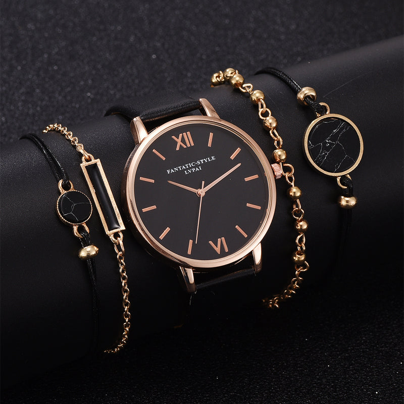 Watch Set Women 5pcs Woman Quartz Wristwatch Leather Ladies Bracelet Luxury Watch Casual Relogio Femenino Gift For Girlfriend