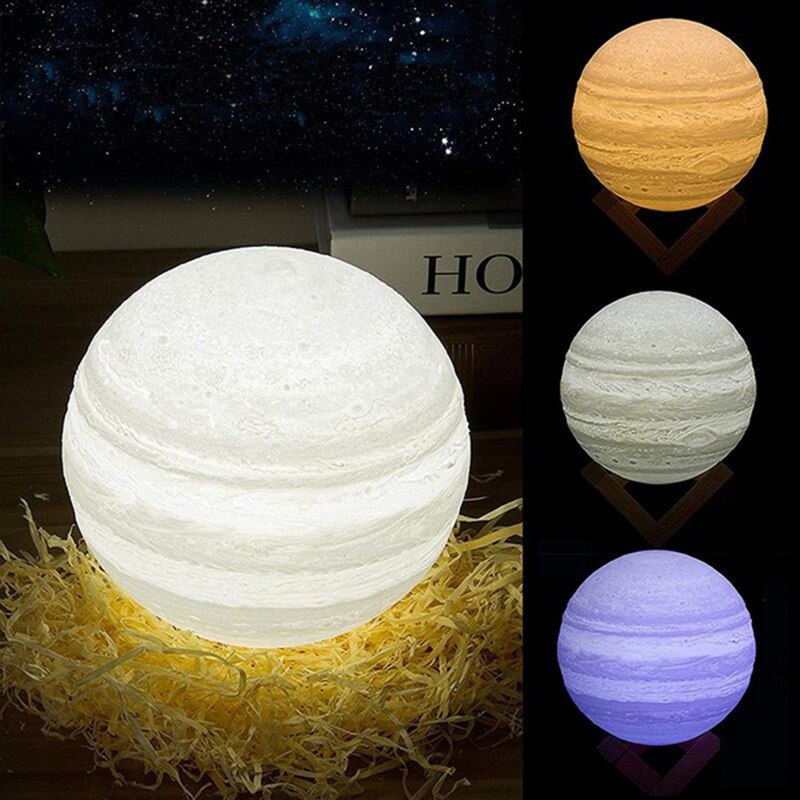 3D Print Moon lamp USB Rechargeable Dimmable LED Full Moon lamp 3D Switch Warm / Cool White Jupiter light for Kids Bedroom