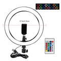 10 Inch Rgb Video Light 16Colors Rgb Ring Lamp For Phone With Remote Camera Studio Large Light Led 48" Stand 160Cm For Youtuber