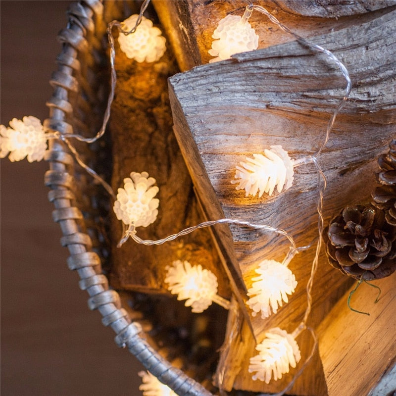 Christmas Decorations for Home Warm White Pine Cone String Light Lamp Xmas Navidad 2019 New Year Decor 2020 Christmas Ornament