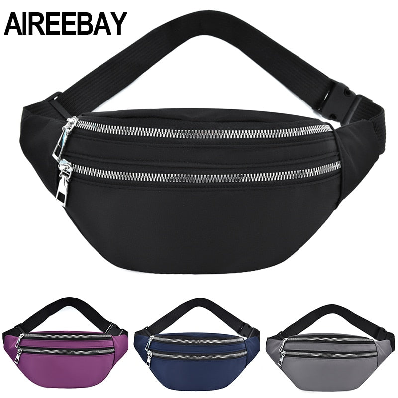 AIREEBAY New Fanny Pack For Women Waterproof  Waist Bags Ladies Fashion Bum Bag Travel Crossbody Chest Bags Unisex Hip Bag