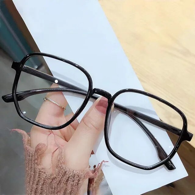 Fashion Big Square Anti Blue Light Glasses Ultra Light Transparent Metal Frame for Women Men Computer Eye Protection Spectacles