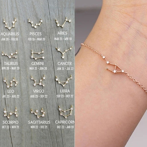 Constellation Simple Bracelets for Women Charm Zodiac Pattern Chain Bangles Baby Birthday Bracelet Jewelry Gift