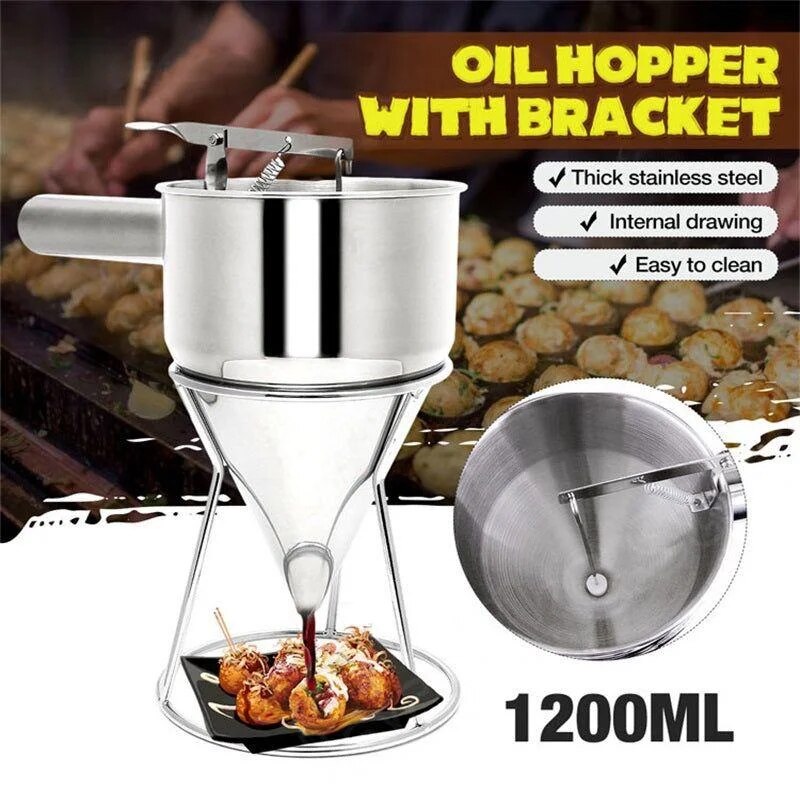 Stainless Steel Pancake Batter Dispenser Funnel Cake Dispenser with Stand,Baking Tool for Cupcake Waffles Muffin Mix Crepes Cake