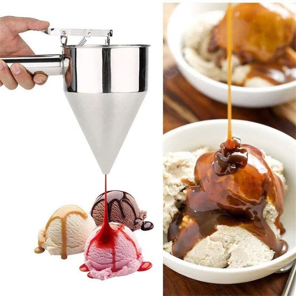 Stainless Steel Pancake Batter Dispenser Funnel Cake Dispenser with Stand,Baking Tool for Cupcake Waffles Muffin Mix Crepes Cake