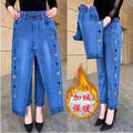 WinterEmbroidery Jeans Women's  Elastic High Waist Jeans 5XL FashionWomen Black Blue Pocket Mom Jeans Skinny Stretch Pants Women