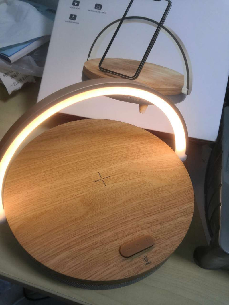 Wood Wireless Chargers LED LAMP Bluetooth Speaker